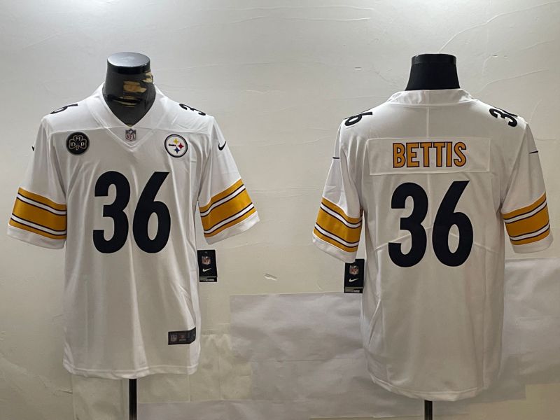 Men Pittsburgh Steelers 36 Bettis White 2024 Nike Limited NFL Jersey style 2